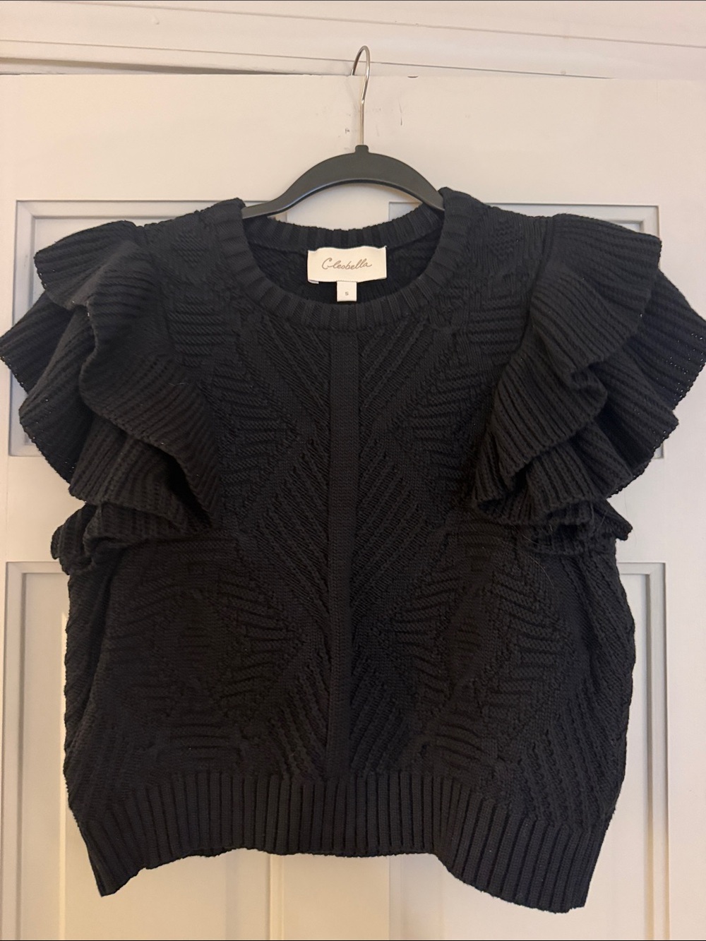 Cleobella Black Ribbed Crewneck Sweater
